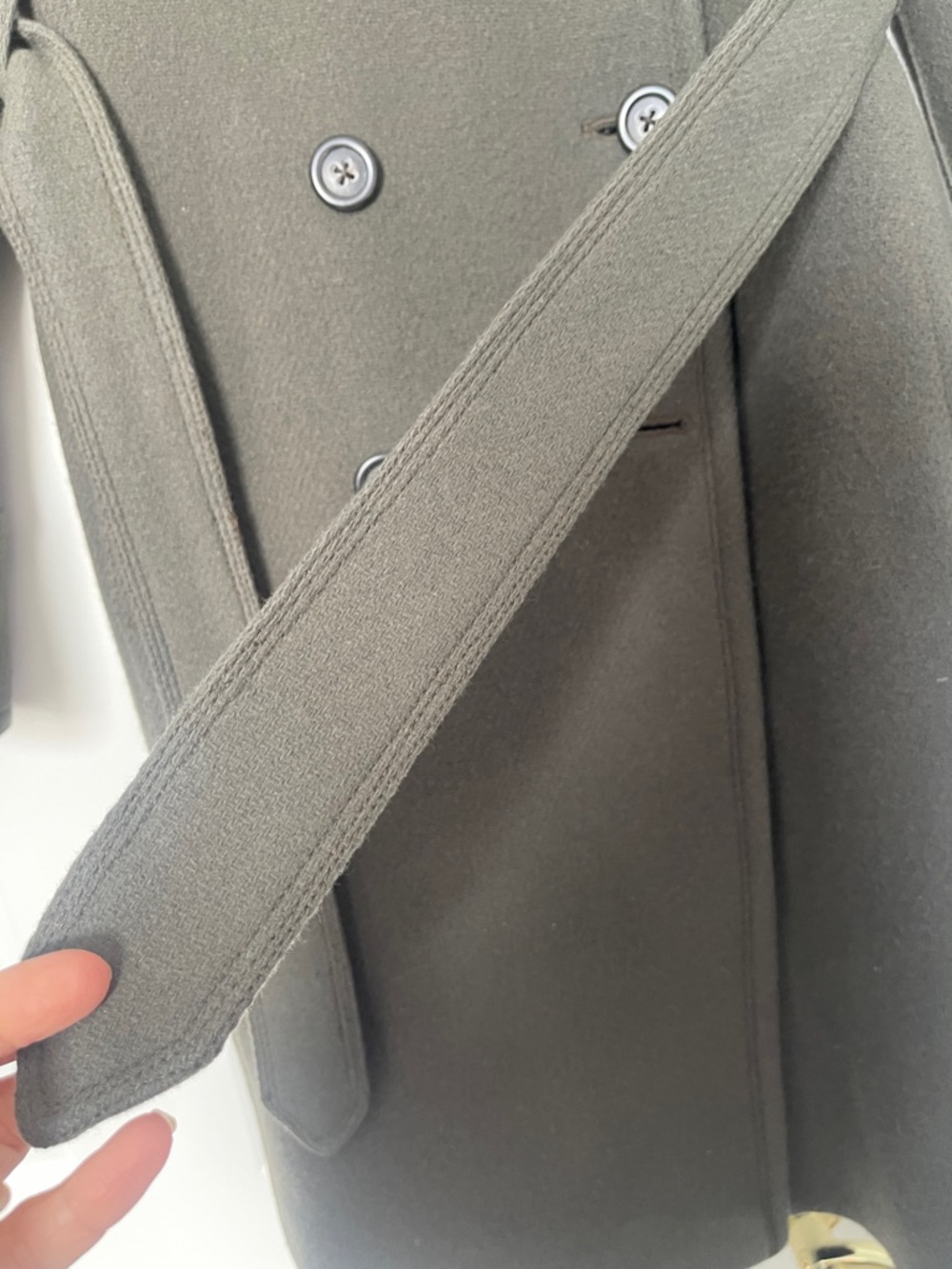 J.Crew Olive Green Stadium Cloth Boulevard Wool Trench Coat - Picture 7 of 9